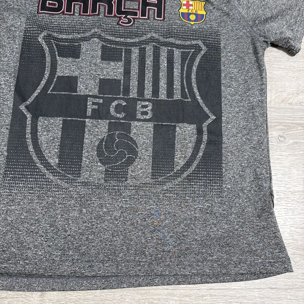 FC Barcelona Shirt Men's Gray Barca Soccer Tee Medium Short Sleeve